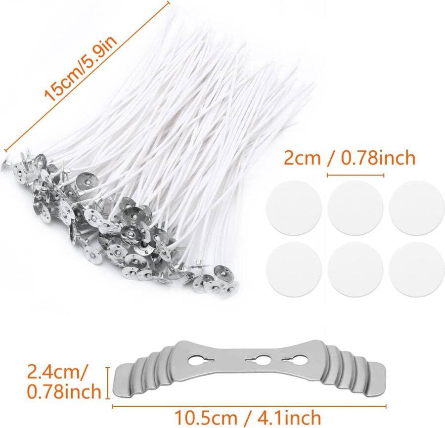 Kaars Wicks voor het maken van kaarsen met 4 kaarslonten houders 100 lont stickers voor DIY geurkaarsen soja wax kaars maken