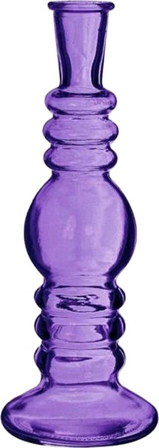 Merkloos Kaarsen kandelaar Florence paars glas helder D8 5 x H23 cm kaars kandelaars