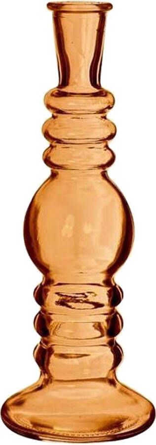 Merkloos Kaarsen kandelaar Florence zacht oranje glas helder D8 5 x H23 cm kaars kandelaars