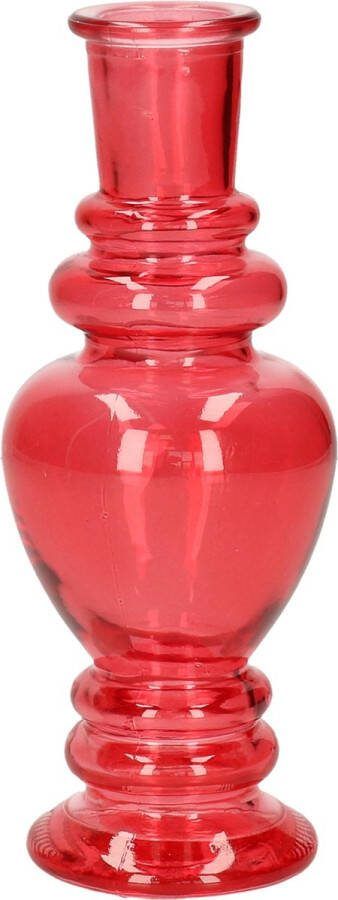 Ideas 4 Seasons Bloemenvaas Venice voor kleine stelen boeketten gekleurd sierglas helder koraal rood D5.7 x H15 cm