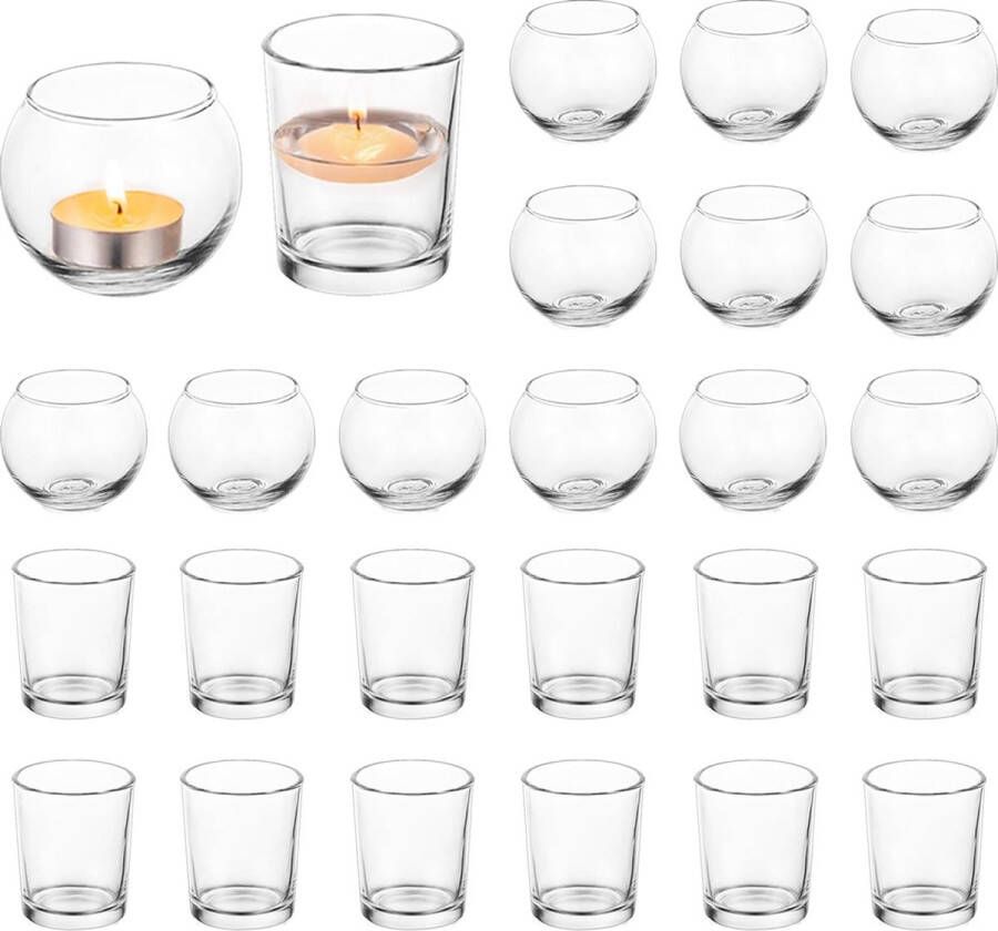 Kaarsenhouder glas theelichtglazen klein set van 24 moderne theelichthouders Kerstmis chique kaarsenglas theelicht glazen voor bruiloft tafel votiefkaarsenhouder voor huis