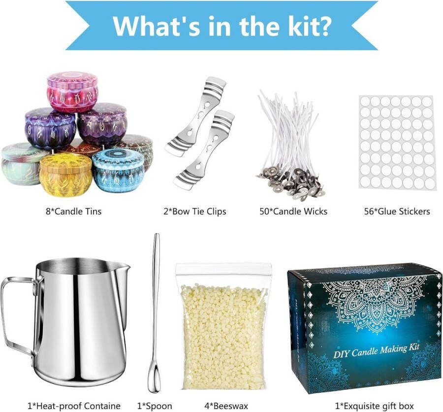 Kaarsenmaken set kaarsen zelf maken kaarsenset DIY geurkaarsen geschenken kaarsen maken accessoires met simmerpot bijenwas blikje lont roerlepel