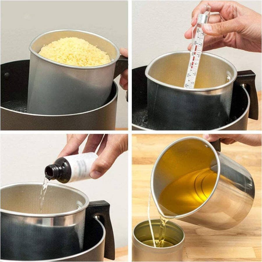 Kaarsenmakende pot wasssmeltkroes geurkaars kruik kaarsensmeltkroes voor het maken van melk room sappen doe-het-zelf kaarsenmaken en zeep maken handwerk (1 2 l)