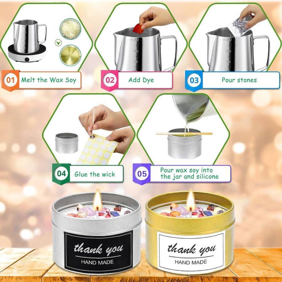 Kaarsenmakerset doe-het-zelf kaarsen maken accessoires geurkaarsen DIY cadeauset