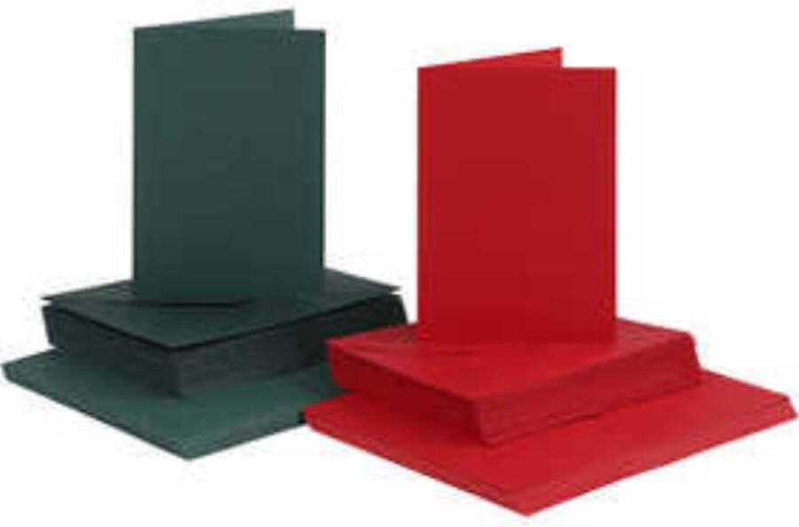 Creotime Kaarten En Enveloppen Kaartenset Dubbelzijdige Kaarten DIY Kaarten Maken Groen Rood A6 Kaart: 10 5x15cm 230 Gram Envelop: 11 5x16 5cm 110 Gram 50 Sets