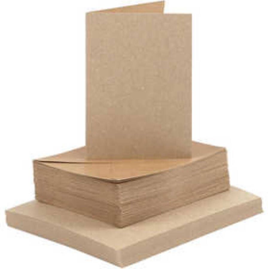 Creotime Kaarten En Enveloppen Kaartenset Dubbelzijdige Kaarten DIY Kaarten Maken Kraft Bruin A6 Kaart: 10 5x15cm 240 Gram Envelop: 11 5x16 5cm 120 Gram 50 Sets