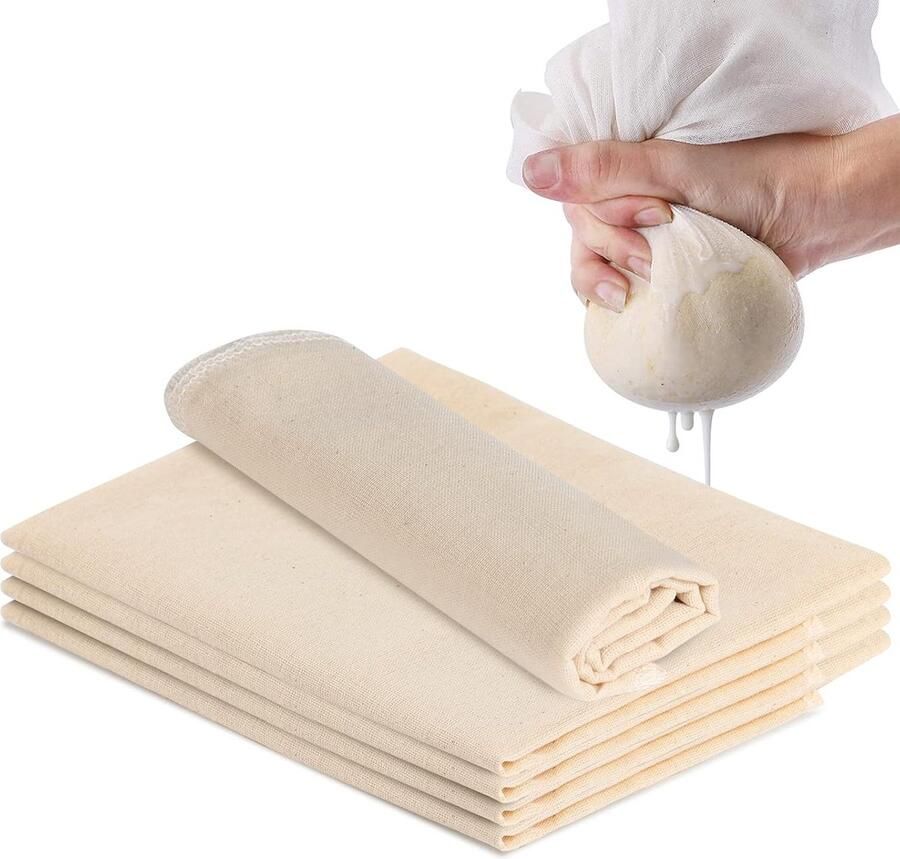 Kaasdoek 5 stuks herbruikbare mousseline doeken voor koken 100% ongebleekte kaasdoek ultrafijn geweven stof filter voor persen vloeistoffen bakken kaas maken 50 x 50 cm