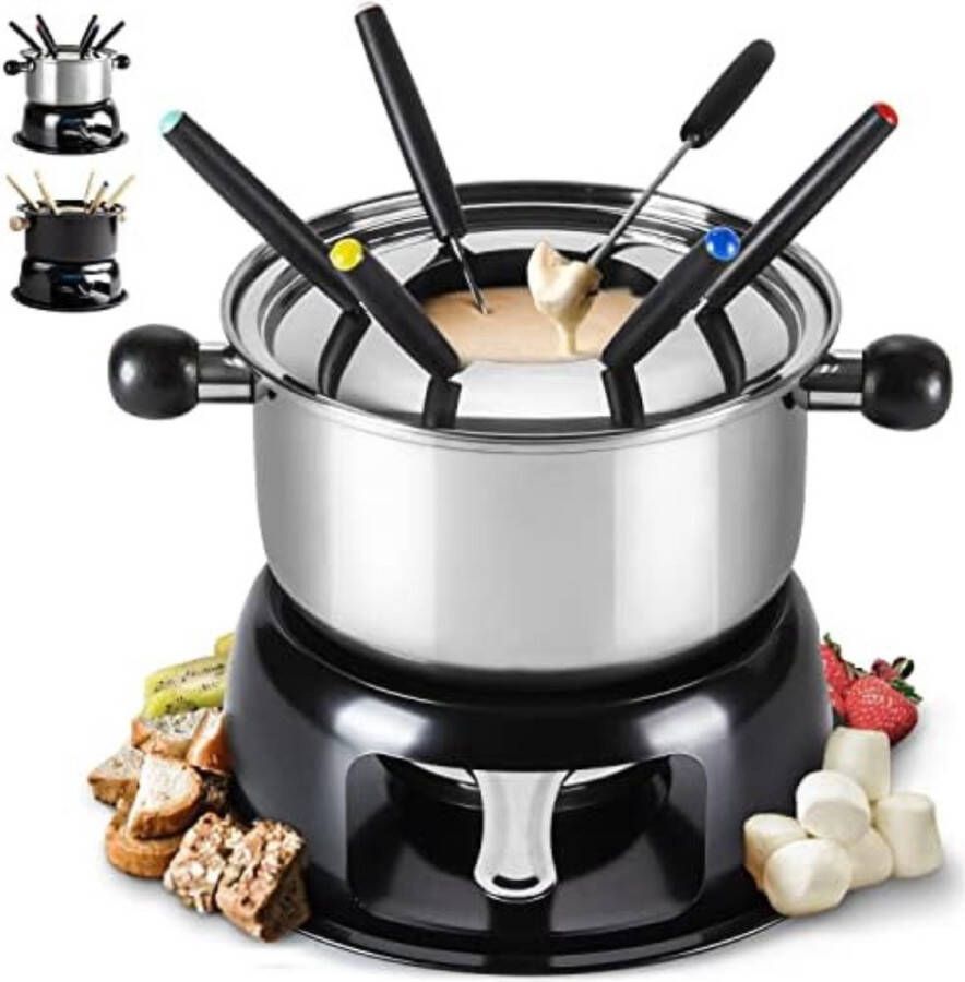 Kaasfondue Set Kaasfondue Pan Kaasfondue Pan Aardewerk Zilver|Zwart