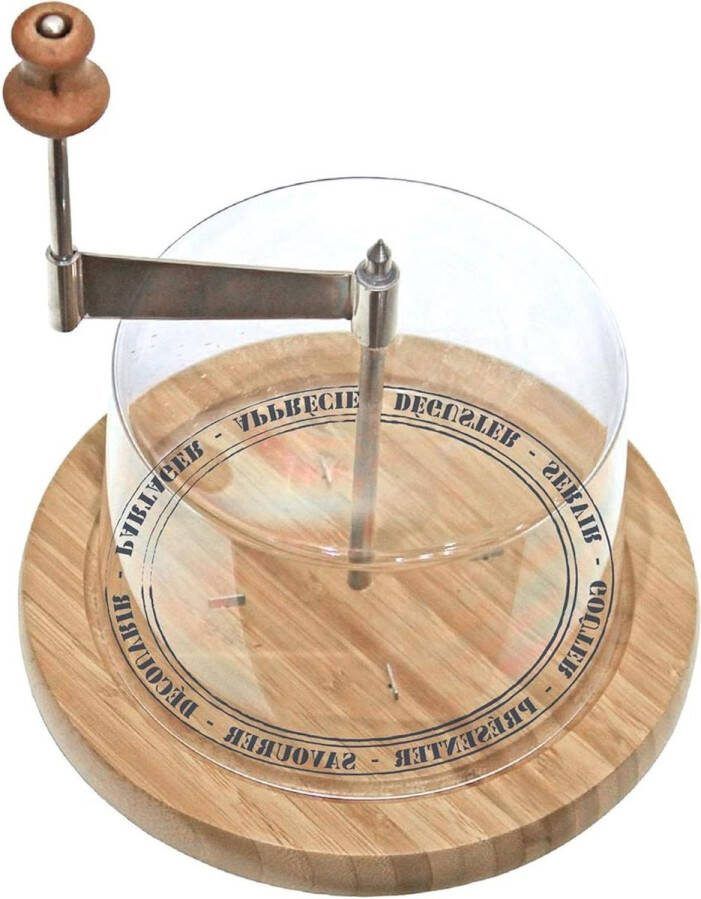Kaasplank beige houten bel 183 x 183 x 247 cm Kaasplankje met handvat kaasstolp