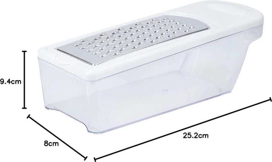 Kaasrasp houder geschenkverpakking kunststof roestvrij staal keukengerei organizer 23 x 8 x 6 cm