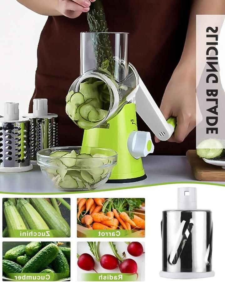 Kaasrasp Mandoline Slicer Shredder Handmatig 3 Verwisselbare Bladen Keuken Hulpmiddel