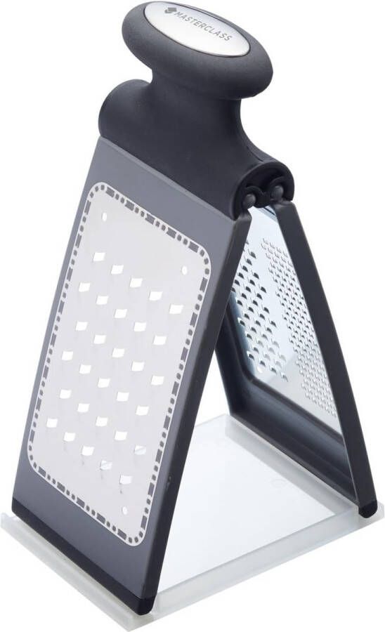 Kaasrasp met opvangbak opvouwbare rasp voor parmezaanse kaas of groenten antislipbodem kunststof en RVS raspvlakken met handvat 12 x 8 5 x 21 cm