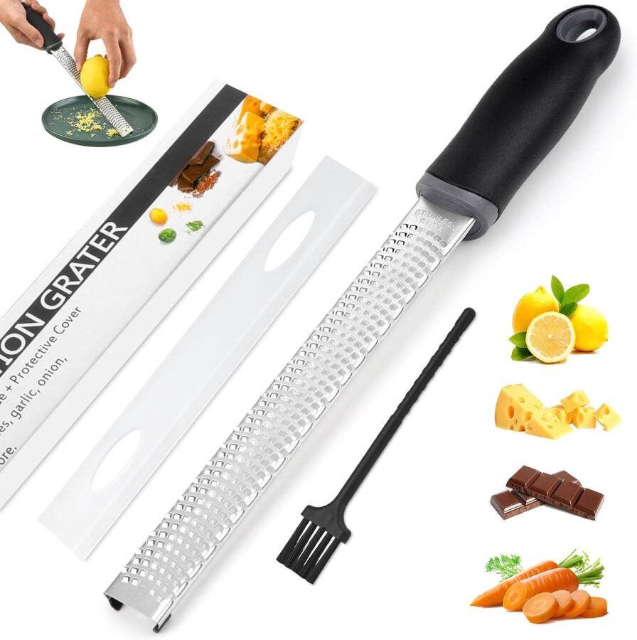 Kaasrasp nootmuskaatrasp citroenrasp casterasp gemberrasp parmezaanse rasp keukenrasp roestvrij staal kaasrasp Parmezaanse kaas met beschermhoes en reinigingsborstel