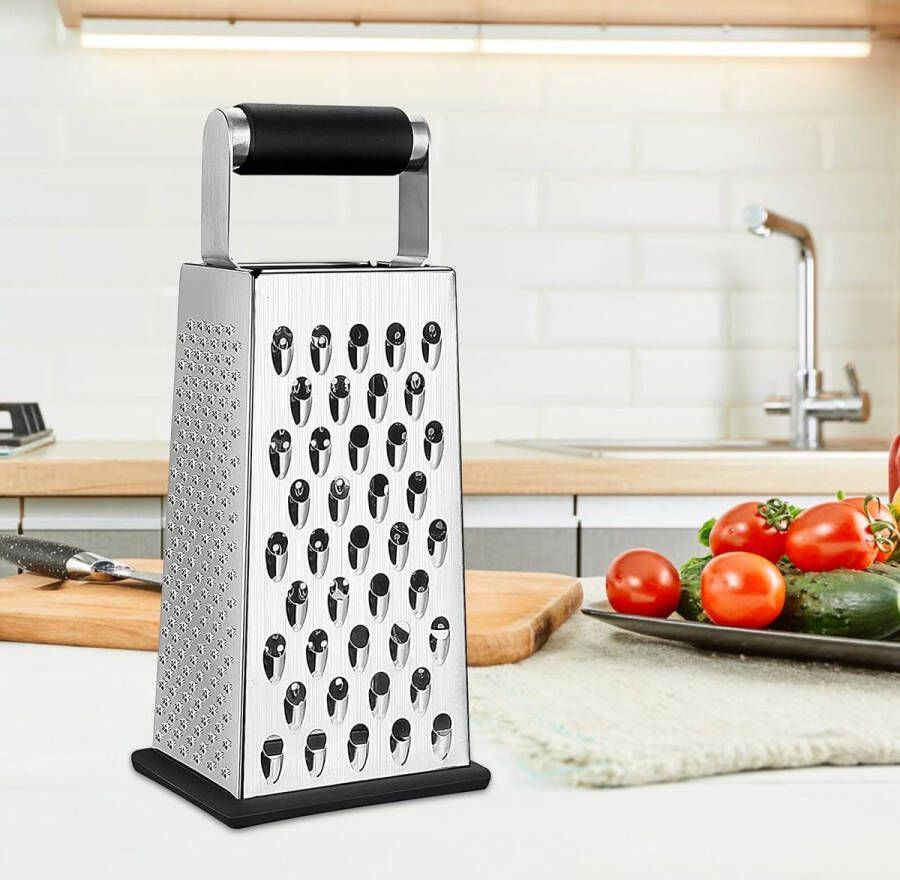 Kaasrasp rasp roestvrijstalen groentesnijder 4-zijdige rasp voor groenten vierkante rasp keukenrasp praktische gadgets voor in de keuken aardappelrasp