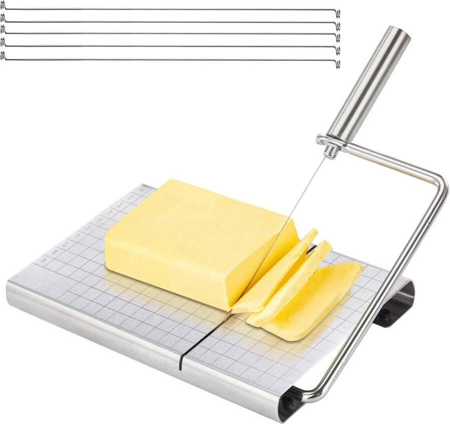 Kaasschaafdraad roestvrij staal kaassnijder met 6 snijdraden maatschaal Cheese Slicer