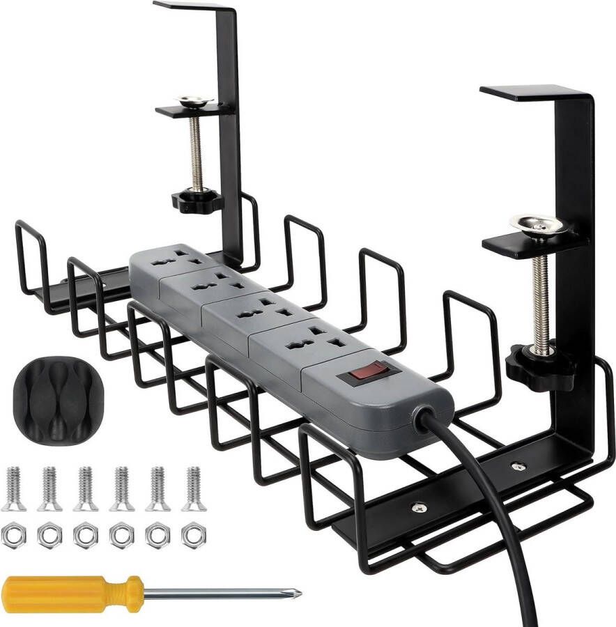Kabel Management Tray Bureau Onder B402 cm Niet boren Robuust Zwart Metaal Draad Mand Kabel Organiser Rek Klem Huis Kantoor Bureaus