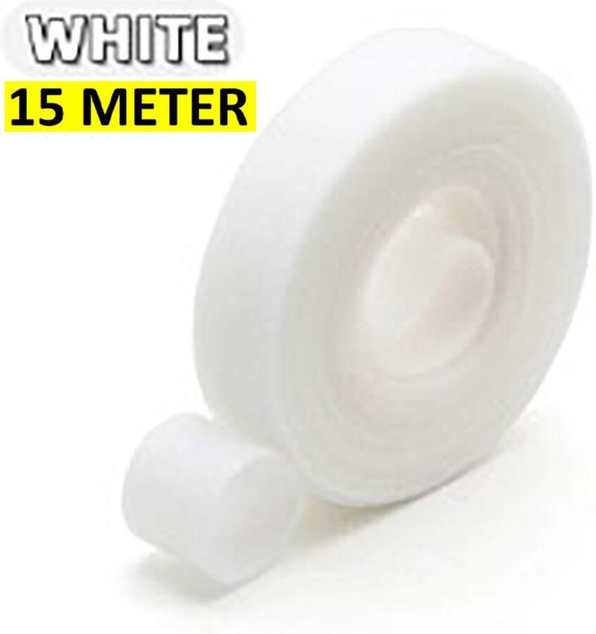 Kabel Organiser Kabelbinder Klittenband Rol van 15 meter Wit