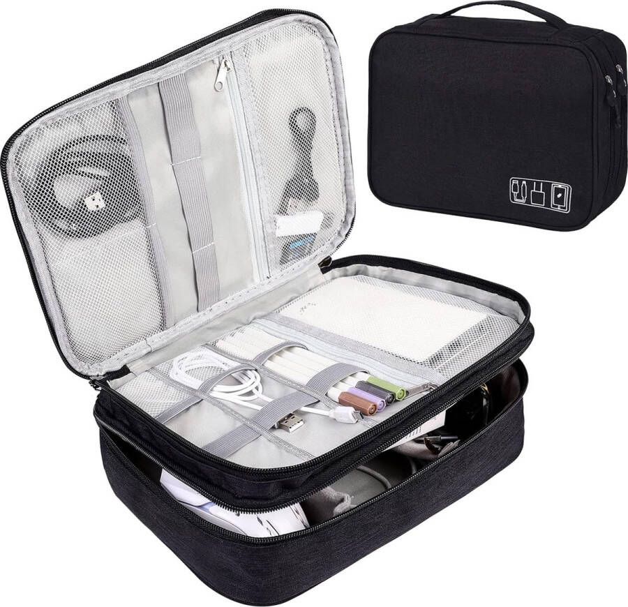 Kabeltas Universele reiskabelorganizer Tas Cubes Kabelhoes 3 lagen Waterdichte verstelbare kabelorganizer voor oplaadkabel voor mobiele telefoon Power Bank USB-sticks SD-kaarten