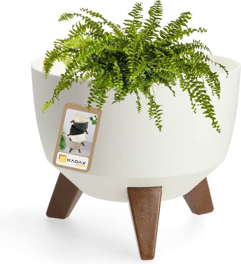 KADAX Bloempot van kunststof met drie insteeksteunen ronde bloembak plantenschaal voor balkon woonkamer Diameter 24 cm Wit