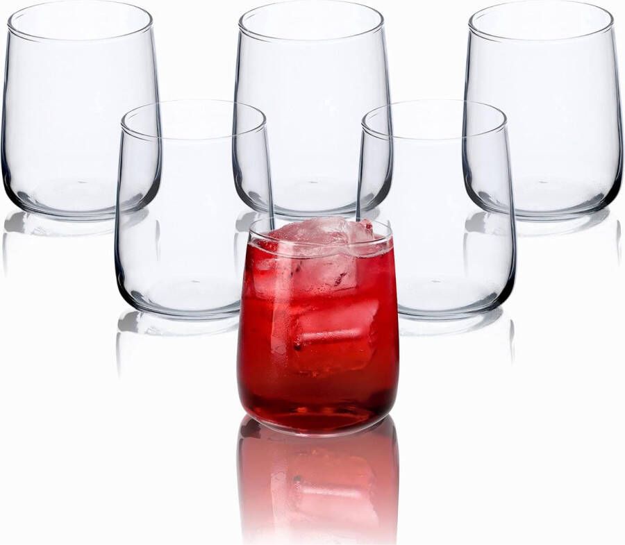 KADAX Waterglazen set van 6 drinkglazen sapglazen van glas robuuste glazen voor water sap tuin feest drink bier universele glazen cocktailglazen drankglazen (rebeka 330 ml)