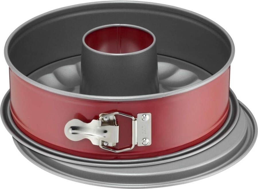 Kaiser Classic Plus Springvorm 26 cm Plat & Buisvormige Bodem Rood Antiaanbaklaag Bakvorm Lekvrij 26 x 26 x 7 cm