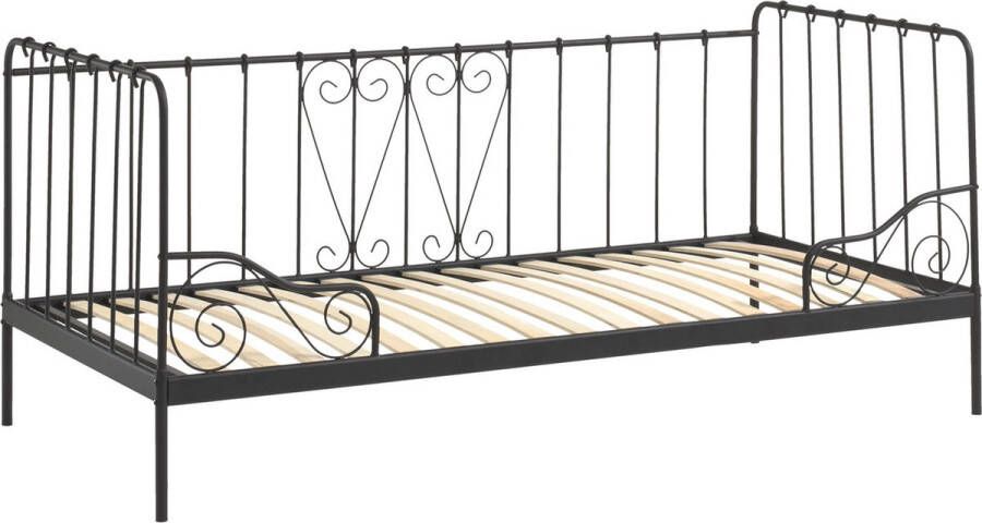 Kajuitbed Mees Zwart Metaal Hoogte 90.5 cm