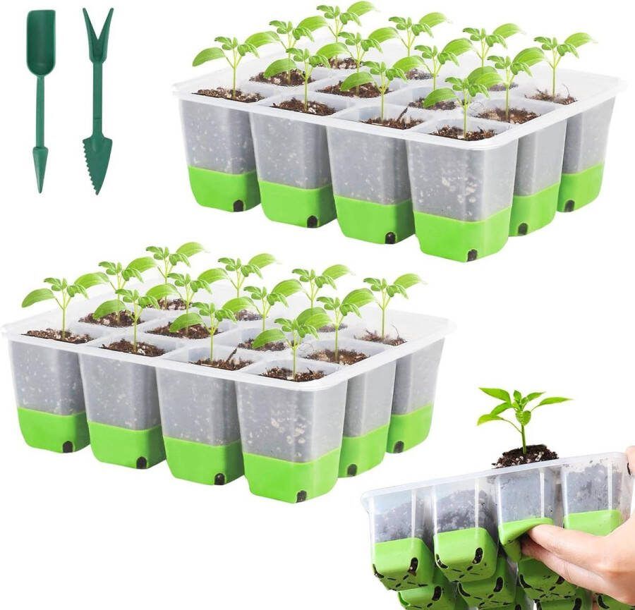 Kamerbroeikas kweekbak met 24 plantengaten Herbruikbare mini-broeikas kweekschalen voor zaailingen bloemen en groenten Kweekbak