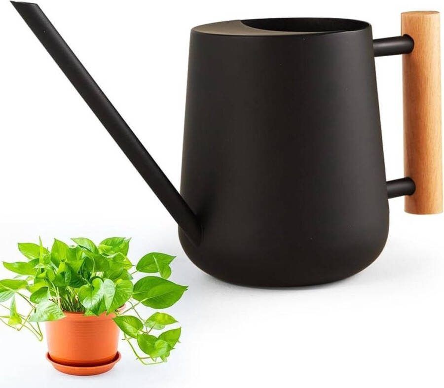 Kamerplant gieter 1 liter metaal roestvrij staal binnenplanten kleine potplanten indoor gieter lange uitloop bloemengieter tuin kamerplanten vetplanten zwart