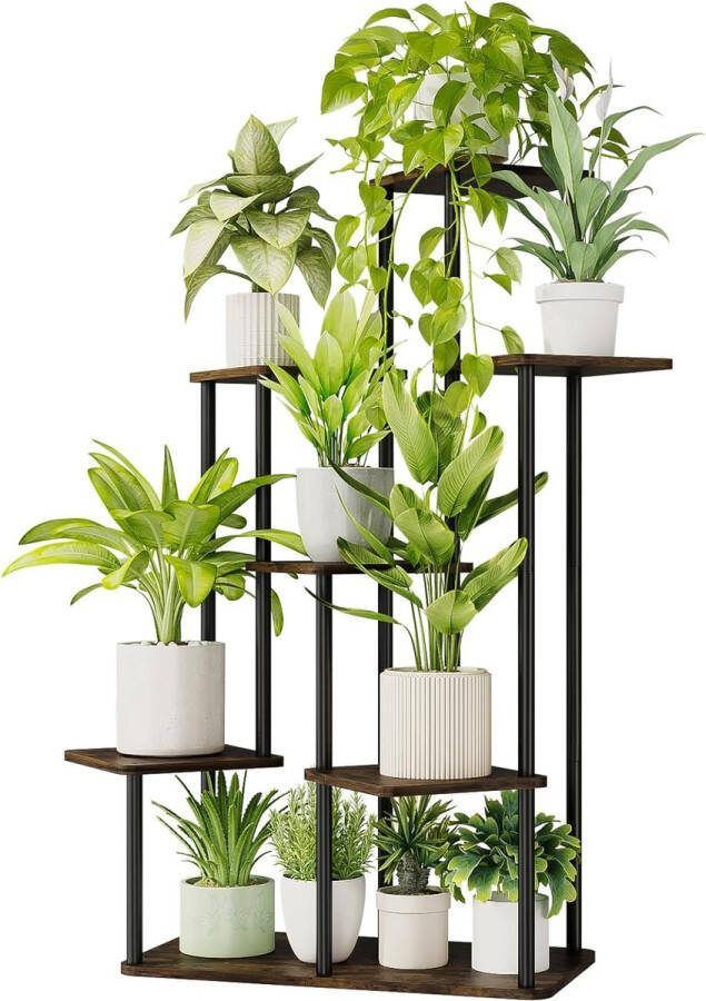 Kamerplantenstandaard 7-laags metalen plantenrek voor meerdere planten Grote bloemenstandaard voor terras tuin balkon woonkamer slaapkamer (bruin)