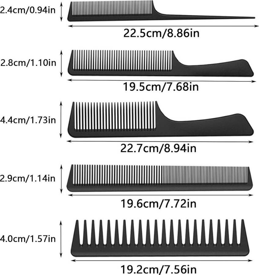 Kammen set -Professionele stylingkammenset 5stuks