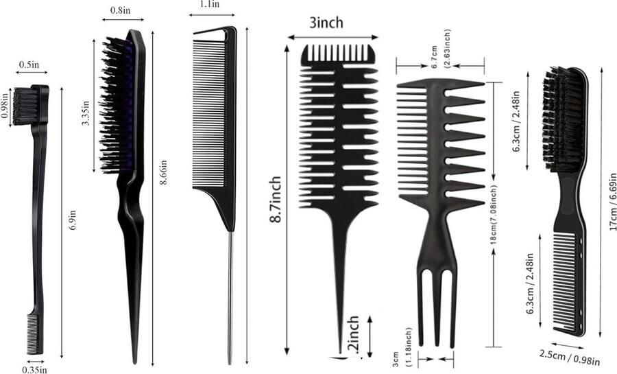 Kammen set -Professionele stylingkammenset 8 pieces