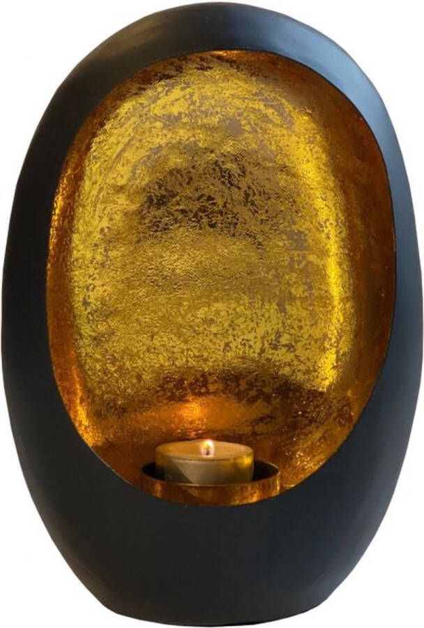 CASA DI ELTURO Kandelaar Golden Egg Zwart Goud Large H 25 cm