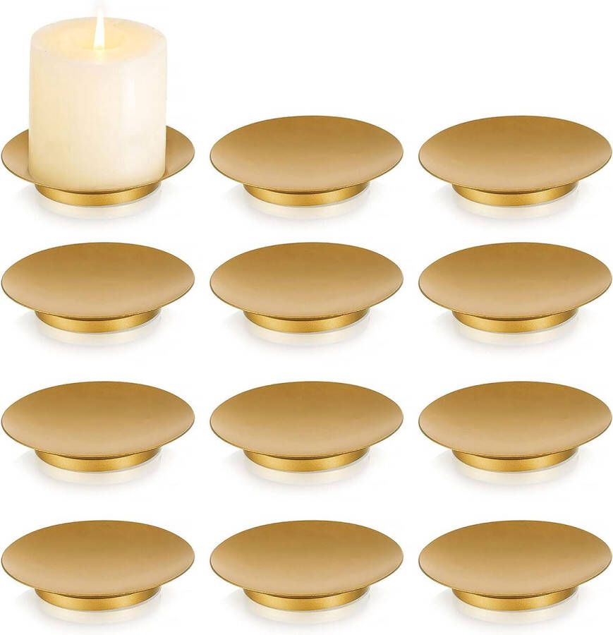 Kandelaar stompkaarsen gouden kandelaar set van 12 metalen kaarsenonderzetters plaat kaarsen bord bruiloft Kerstmis advent decoratie