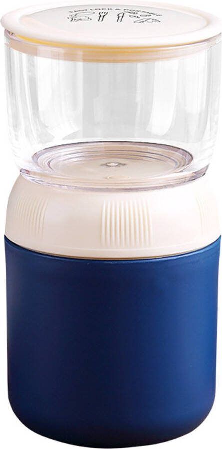 Kant-en klare yoghurtbeker 700ml granenbeker soepbeker -lunchbeker geïsoleerde beker-met lepel dubbellaags soepbeker -grote capaciteit studentenmelk havermoutyoghurtbeker ontbijtbeker -mini papbeker soeppot blauw