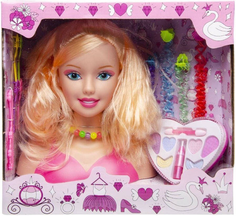 Kaphoofd met accessoires en make up Speelgoed kappop Opmaakpop Stylinghoofd Kaphoofd voor meisjes 20cm