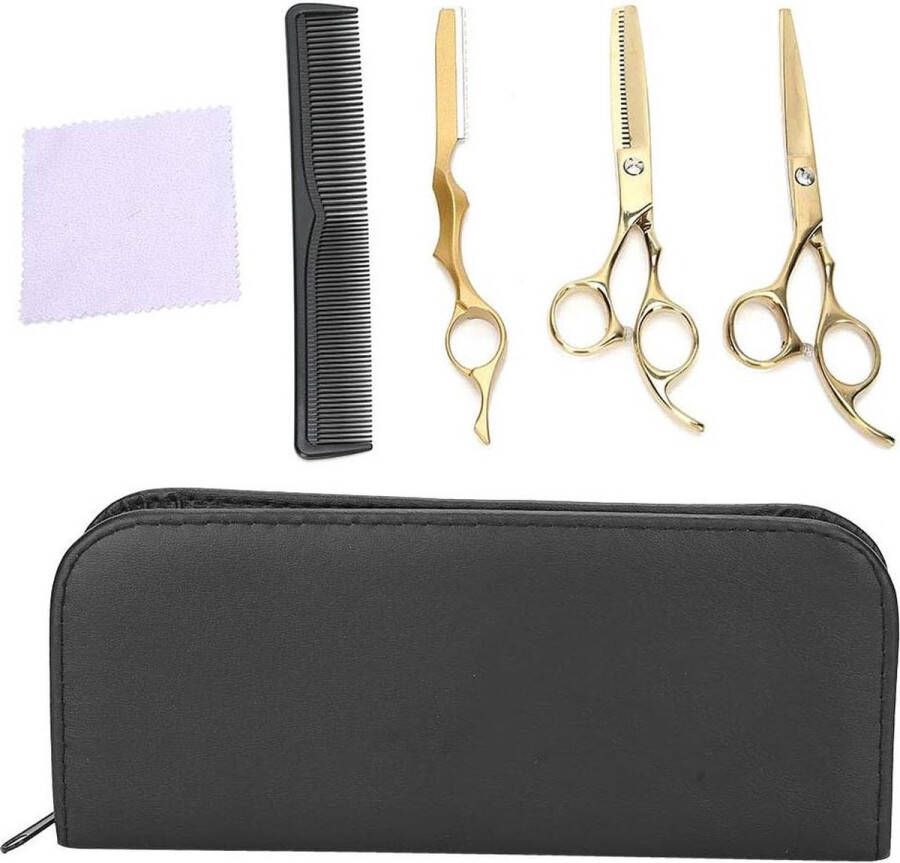 Kappersscharen Set met Zak Goud Dunner Kapsel Schaar Kam Haar Styling Tool voor Thuis Salon Kapper