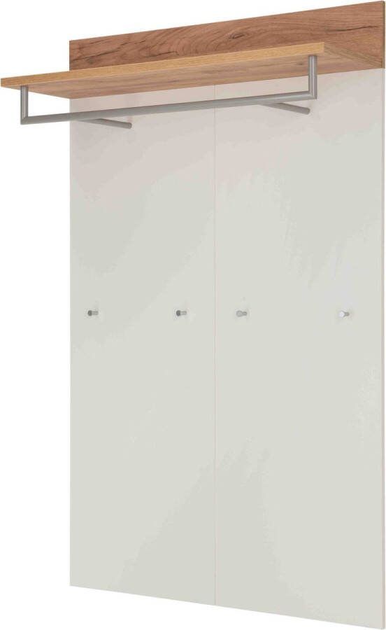 Kapstokpaneel Alicante Eiken Wit 4 haken Breedte 96 cm Diepte 29 cm Hoogte 147 cm