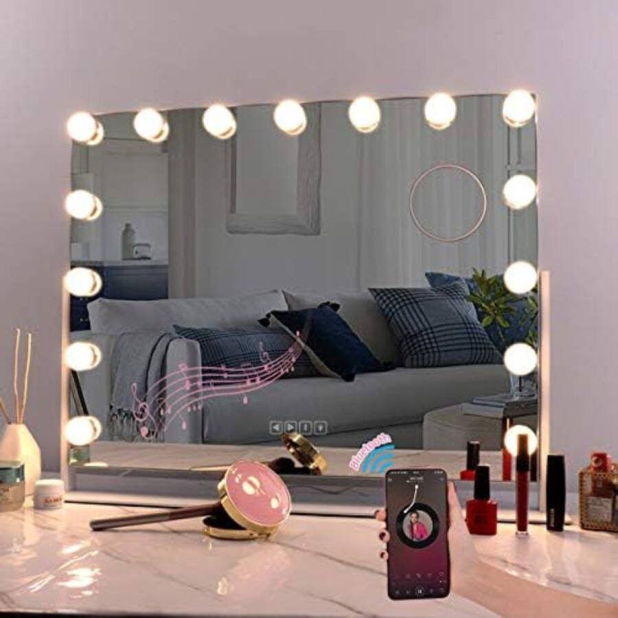 Kaptafel Hollywood Make up Tafel met Spiegel en Lampen Visagie Spiegel Visagie Spiegel met Verlichting