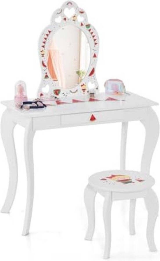 Kaptafel kind Kaptafel kinderen Make up tafel kind Kaptafel voor meisjes 72 x 36 x 106cm Watermeloen