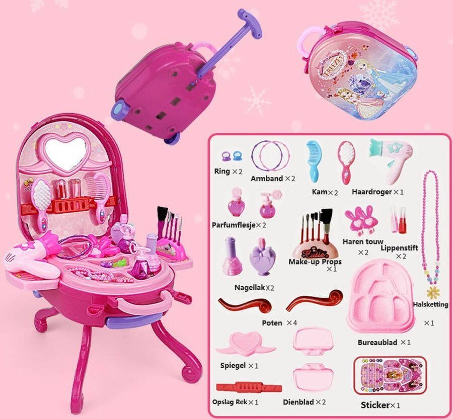 Kaptafel Make up Tafel Kinderen Kaptafel met Spiegel Toilettafel Kaptafel Speelgoed Kaptafel met spiegel en verlichting