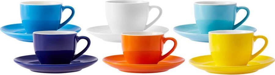 Karaca Rengin espresso kopjes set voor 6 personen Espresso kopjes (80 ml) New Bone Generation Robuuste demitasse kopjes Dikke drinkrand Espresso kopjes New Bone