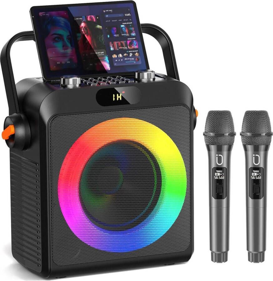 Karaoke set 2 microfoons Karaoke-luidspreker Bluetooth-microfoon DJ-lichten volwassenen kinderen professionele draagbare karaoke feestjes thuis buitenshuis