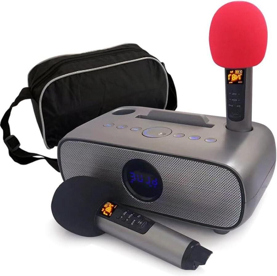 Karaoke set Draagbare Bluetooth karaoke-installatie met 2 draadloze microfoons en schoudertas voor volwassenen en kinderen PA-systeem met USB TF-kaart AUX-ingang