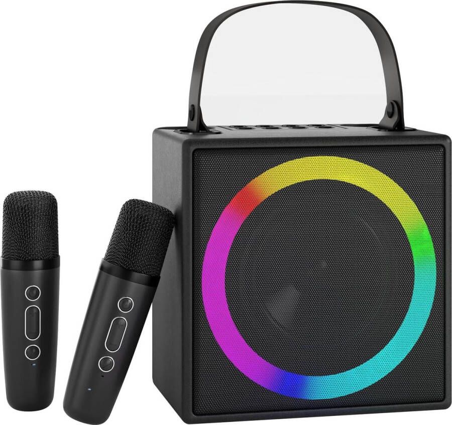 Karaoke set Draagbare Bluetooth karaoke-machine met 2 microfoons luidspreker- en PA-installatie USB TF-kaart AUX voor bruiloft thuisfeest-Karaoke microfoon