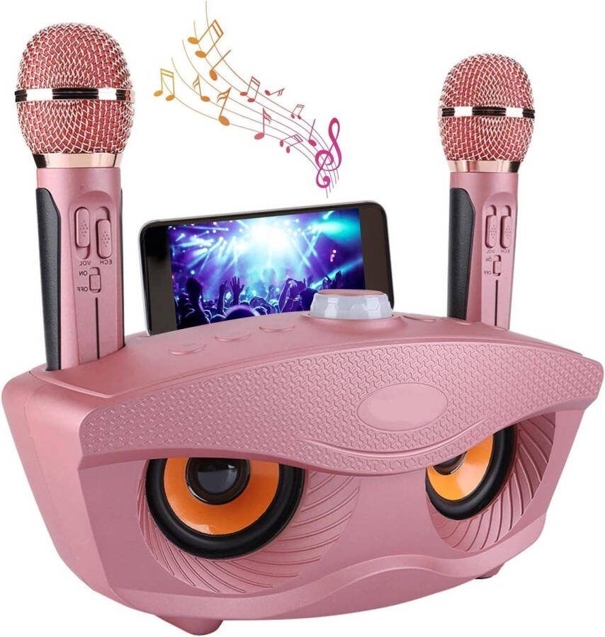 Karaoke set Draagbare karaokemachine winnaar met draadloze bluetooth-luidspreker 2 microfoons Home karaoke party set voor familie Ondersteuning AUX TF-kaart U schijf FM-radio