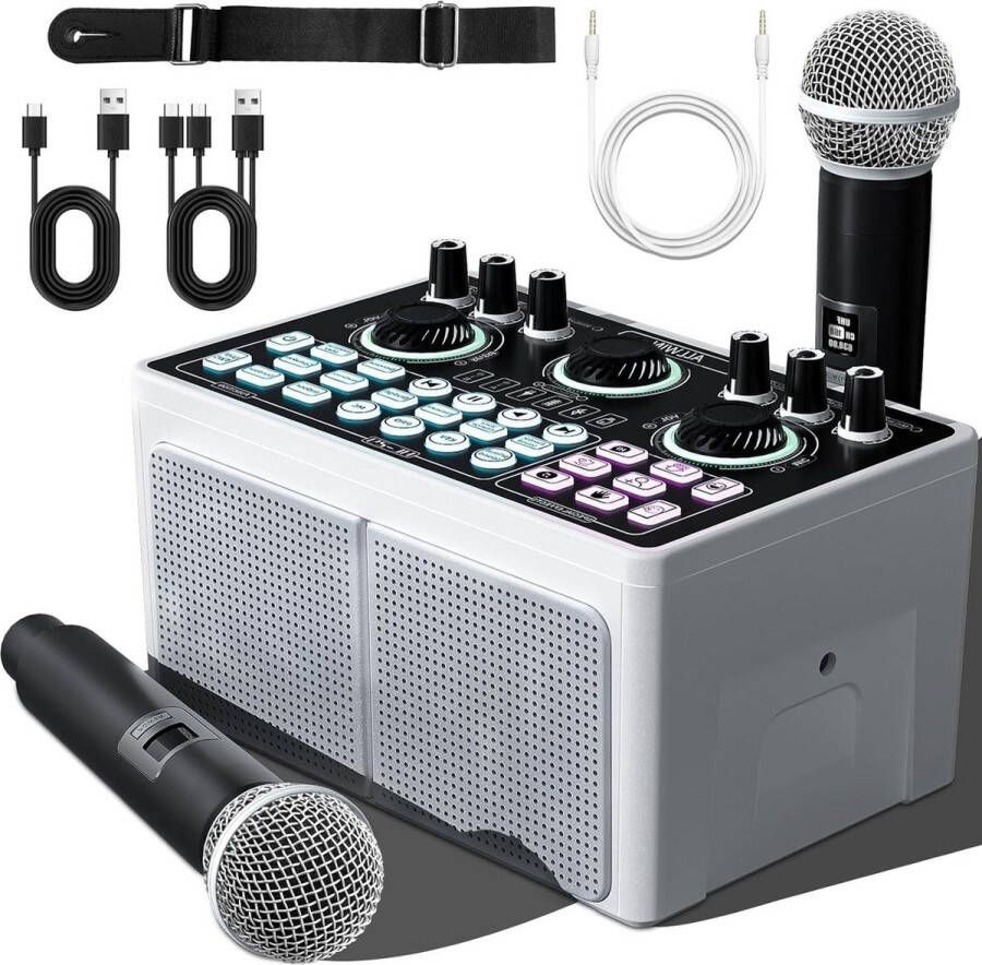 Karaoke set Karaoke machine 3-in-1 draagbare luidspreker met Bluetooth en audio-interface TWSS ondersteuning 2 microfoons voor indoor en outdoor zingen live streaming