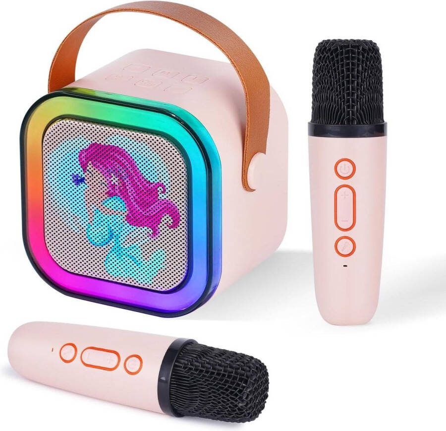 Karaoke set Karaoke machine A29 met twee microfoons Bluetooth karaoke-luidspreker voor kinderen elektronisch speelgoed voor kinderen cadeaus voor kinderen van 3 tot 15 jaar (Sirena)
