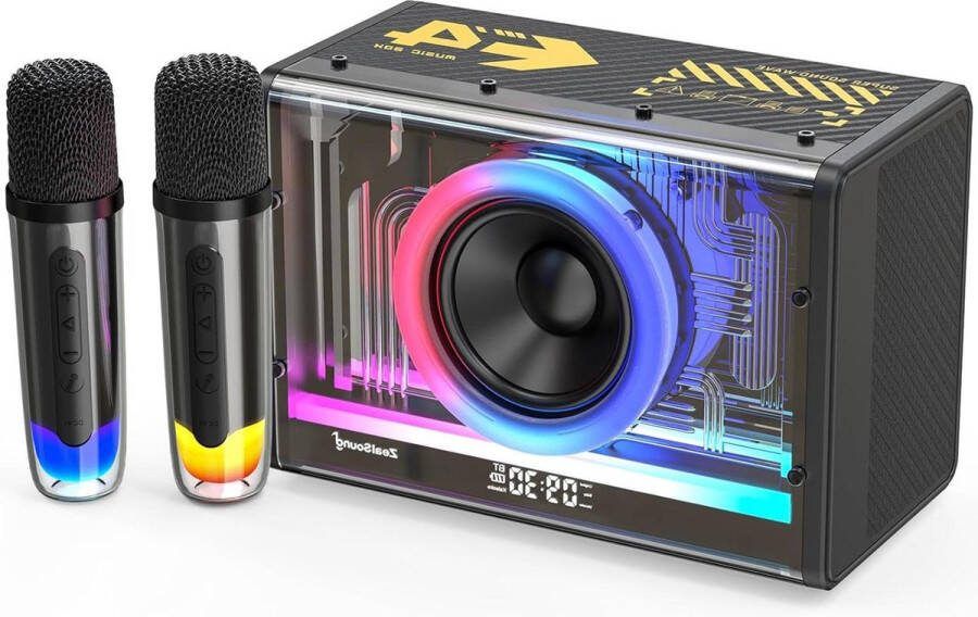 Karaoke set Karaoke machine Bluetooth draadloze microfoons draagbare luidspreker spraakwisselaar LED-lichteffecten thuisfeest volwassenen