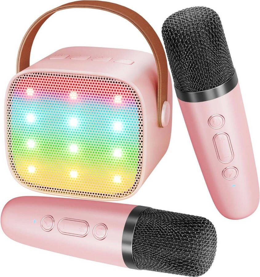 Karaoke set Karaoke machine BONOAK Microfoon Karaoke-Speelgoed 2 Microfoons Bluetooth Karaokemachines Voor Kinderen En Volwassenen Karaoke-Speler Microfoon Om Op Te Laden Elektronisch Speelgoed Voor Kinderen Roze