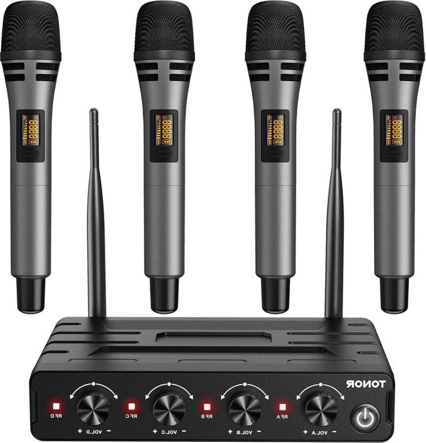 Karaoke set Karaoke machine Draadloze Microfoons 4x5 Kanalen Draadloze Handheld Dynamische Mic Ontvanger 60M UHF Bereik stabiel signaal Transmissie Karaoke Zingen Feest Kerk DJ PA Speaker